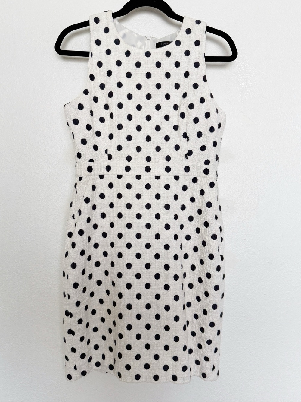 J.Crew White Black Polka Dot Textured Sheath Dress Size 6 - Picture 3 of 9